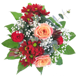 This arrangement's artistry captivates with bold, velvety red chrysanthemums and roses creating drama at its core, while peach and apricot roses add a gentle wash of warmth, reminiscent of Dulwich sunsets. Interspersed, airy white gypsophila mimics the glimmer of dewdrops along the Rose Garden, imbuing a sense of movement and grace. Set in a pristine glass vase, the bouquet rises above the table like a modern centrepiece-perfect for stylish gatherings near Dulwich Village. The tactile pleasure of varying petals and foliage plays through your fingertips-silk-smooth rose, crisp greenery, and soft gypsophila-each texture thoughtfully balanced by skilled Dulwich florists. The bouquet inspires the intimacy of a close embrace, embodying the heartfelt connection that characterises this local community. Beautiful for expressing affection, celebrating milestones, or enhancing a cherished space, each stem reflects local expertise and heartfelt intention, ensuring a piece as unique as Dulwich itself.